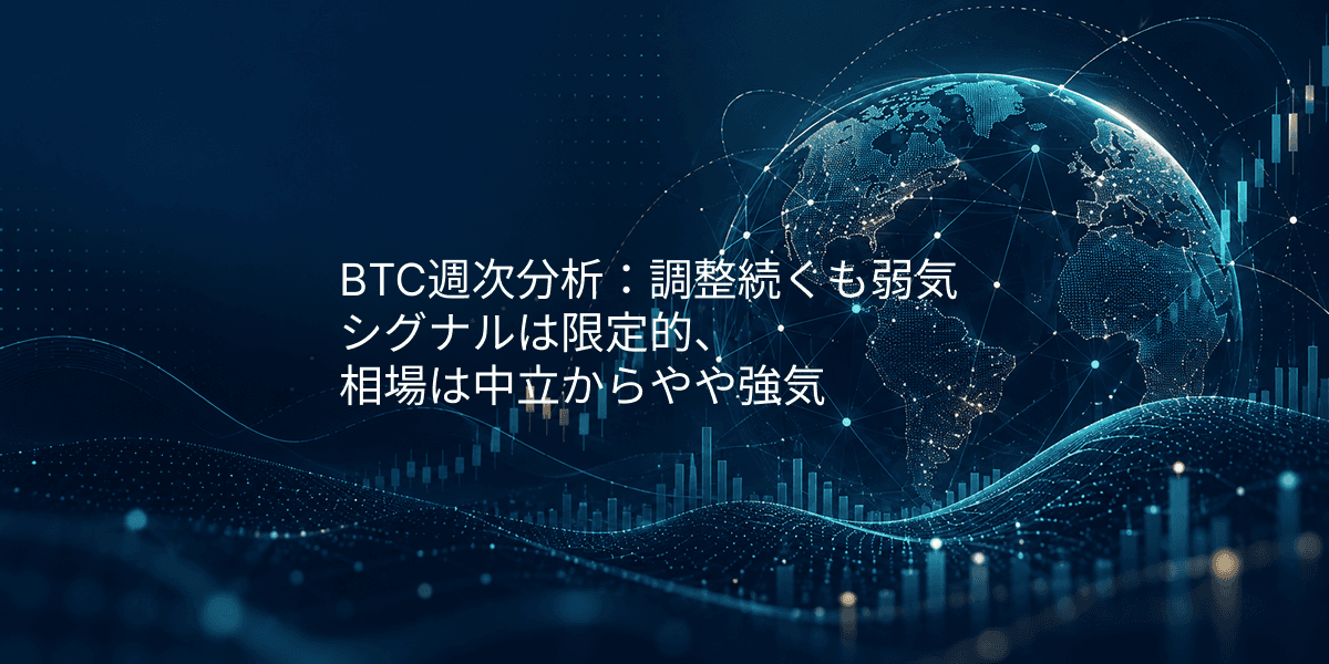 BTC週次分析:調整続くも弱気シグナルは限定的、相場は中立からやや強気