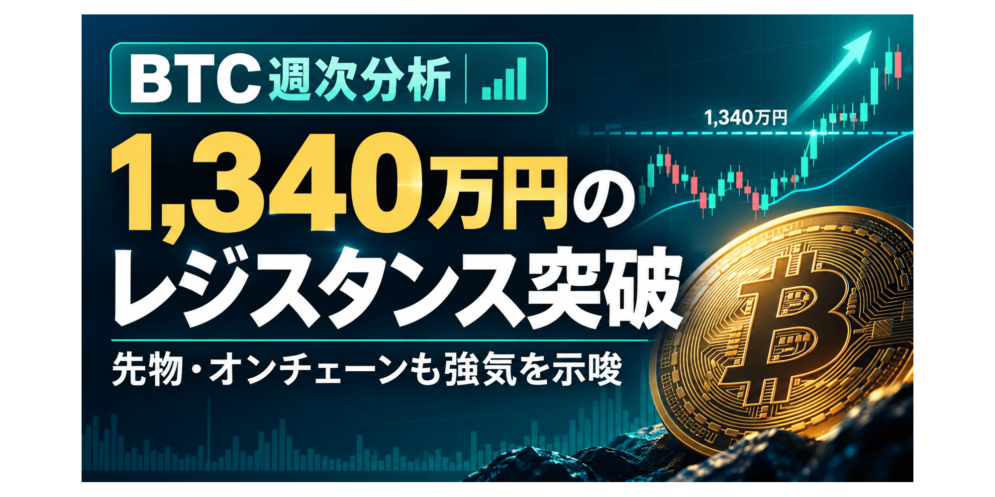 BTC週次分析:ビットコインは3週連続上昇へ、1,340万円突破で強気相場が継続
