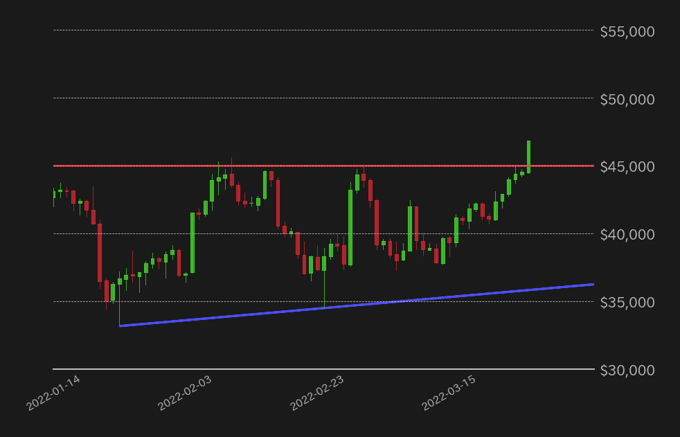 ビットコイン対ドルチャート
